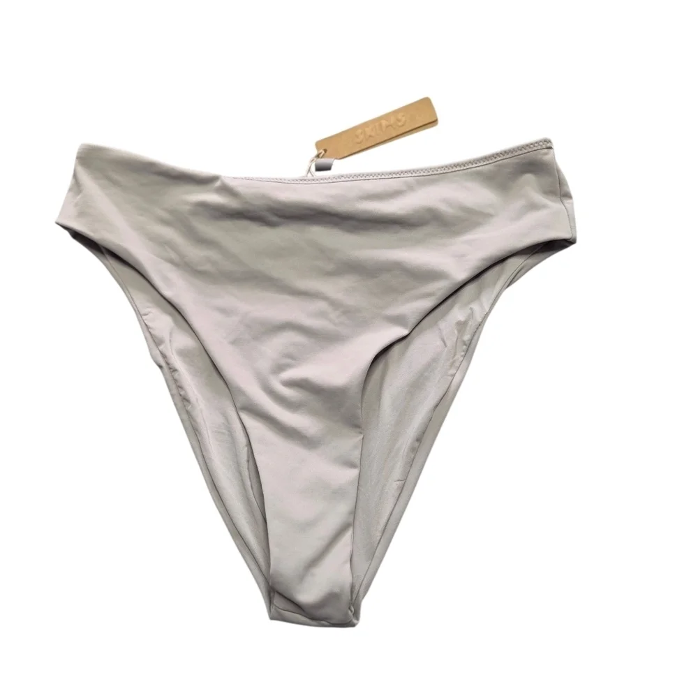 SKIMS Swim Mid Waist Bikini Bottom Swimwear Chrome Gray Medium NWT
